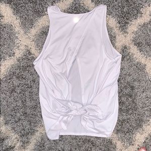 White open back tie back tank top